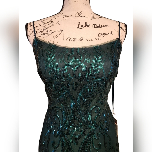 PromGirl Rated PG - Green Statement-Back Long Sequin Prom Dress - Picture 6 of 14
